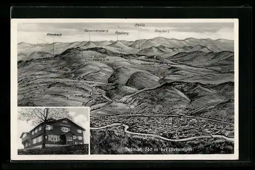 AK Dolmar bei Meiningen, Gesamtansicht mit Bergen, Charlottenhaus