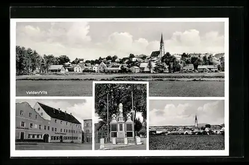 AK Velden / Vils, Gasthof Stanglmayr, Denkmal und Ortspanorama