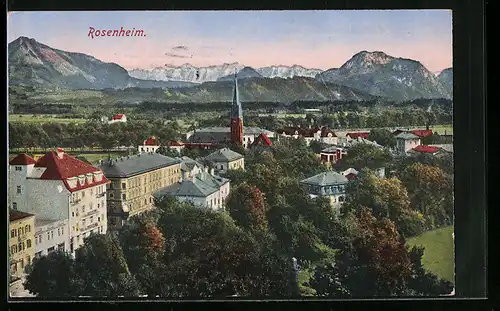 AK Rosenheim, Generalansicht mit Blicik auf die Kirche