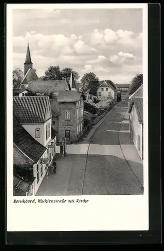 AK Bornhöved, Mühlenstrasse mit Kirche