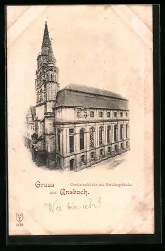 AK Ansbach, Gumbertuskirche und Gerichtsgebäude
