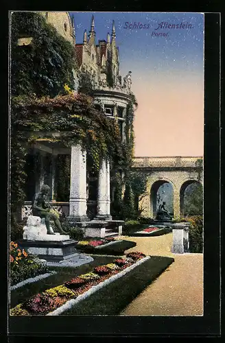 AK Bad Liebenstein, Schloss Altenstein, Grünanlagen am Portal des Schlosses