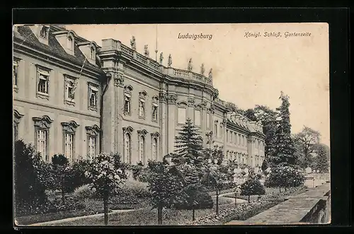 AK Ludwigsburg, Königl. Schloss, Gartenseite