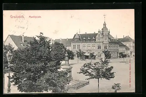 AK Groitzsch, Blick auf den Marktplatz