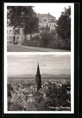 AK Freiburg /Breisgau, Ortsansicht aus der Vogelschau, Strassenpartie