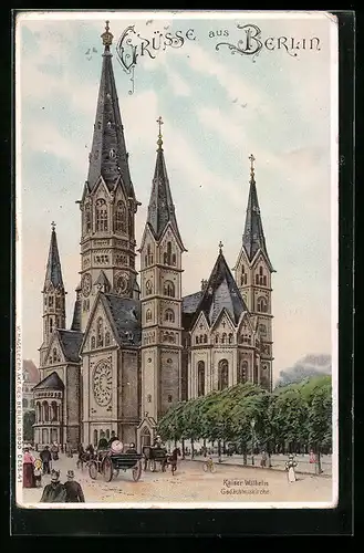 Lithographie Berlin-Charlottenburg, Kaiser Wilhelm Gedächtniskirche