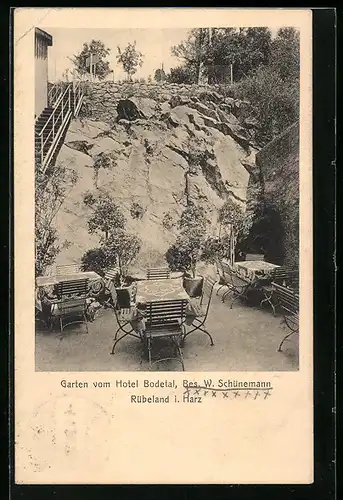 AK Rübeland i. Harz, Garten vom Hotel Bodetal, Bes. W. Schünemann