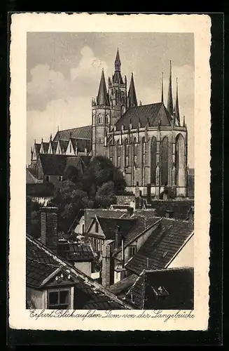 AK Erfurt, Blick auf den Dom von der Langebrücke