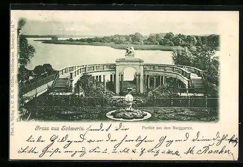 AK Schwerin, Partie aus dem Burggarten