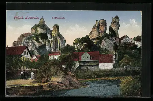 AK Tüchersfeld /Fränk. Schweiz, Teilansicht mit Felsansichten
