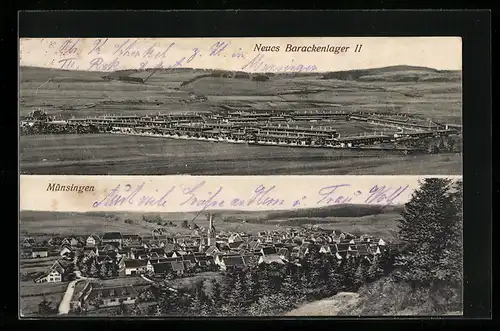 AK Münsingen, Ortsansicht und Neues Barackenlager II