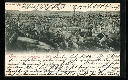 AK Hagen i. W., Totalansicht aus der Vogelschau