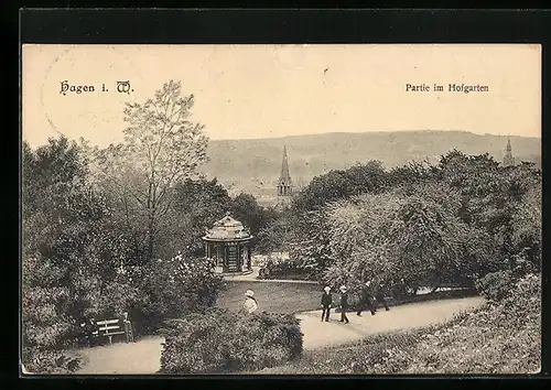 AK Hagen i. W., Partie im Hofgarten