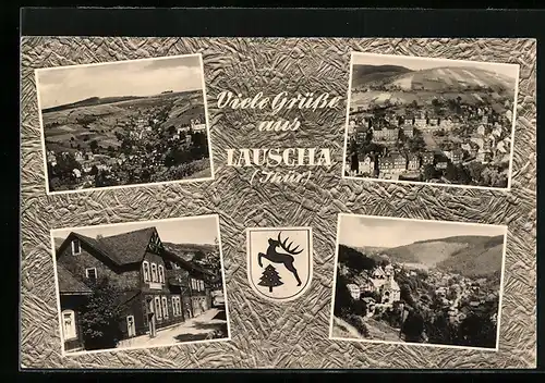AK Lauscha in Thür.Vier Ansichten vom und aus der Stadt