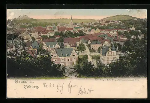 AK Coburg, Panorama aus der Vogelschau