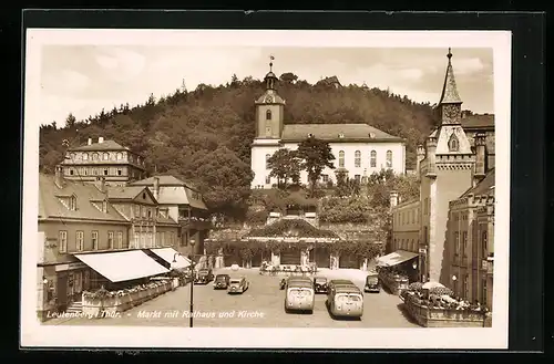 AK Leutenberg in Thür., Markt mit Rathaus und Kirche