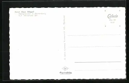 AK Hüinghausen ü. Plettenberg, Gastraum im Hotel Haus Höggel