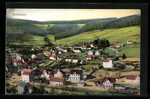 AK Manebach, Totalansicht von einem Berg aus