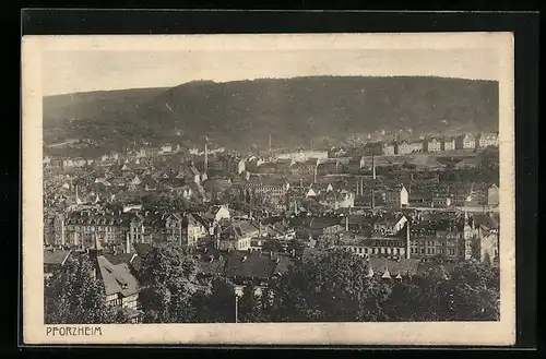 AK Pforzheim, Gesamtansicht aus der Vogelschau
