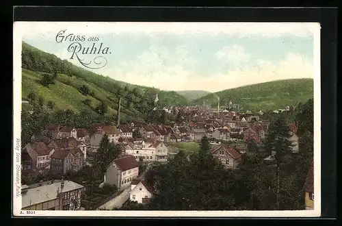 AK Ruhla, Stadtansicht aus der Vogelschau