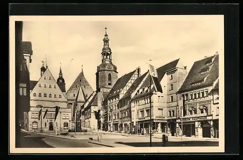 AK Lutherstadt Eisleben, Markt mit Rathaus und St.-Andreas-Kirche