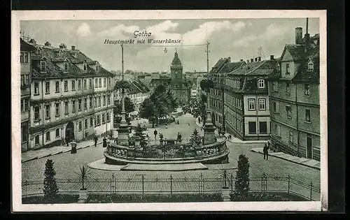 AK Gotha, Hauptmarkt mit Wasserkünste