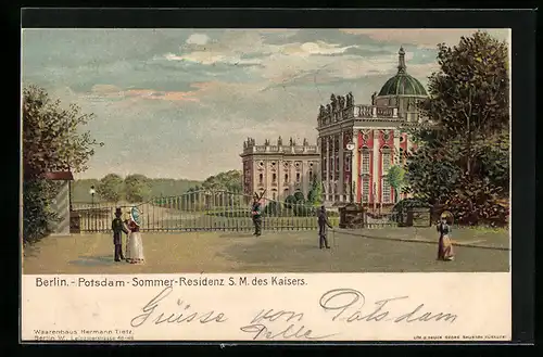 Lithographie Potsdam, Sommer-Residenz S. M. des Kaisers