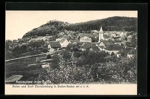 AK Ebersteinburg b. Baden-Baden, Ortsansicht und Ruine