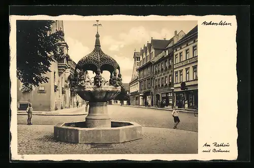 AK Aschersleben, Am Rathaus mit Brunnen
