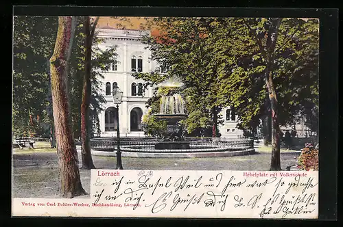 AK Lörrach, Hebelplatz mit Volksschule