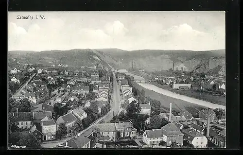 AK Letmathe i. W., Panorama aus der Vogelschau