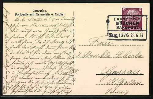 AK Lenggries, Dorfpartie mit Geierstein und Secker