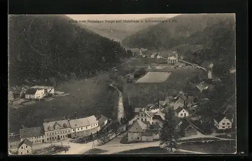AK Ohrdruf, Blick vom Steinigen Berge auf Stutzhaus und Schwarzwald i. Thür.