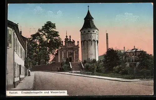 AK Rastatt, Einsiedlerkapelle und Wasserturm