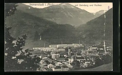 AK Immenstadt i. Allgäu, Ortsansicht mit Steinberg und Stuiben