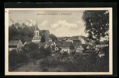 AK Lindenfels im Odenwald, Ortsansicht mit Kirche