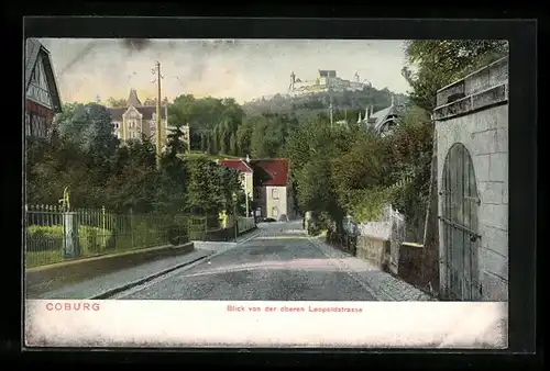 AK Coburg, Blick von der oberen Leopoldstrasse