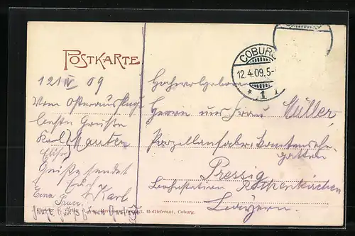 AK Coburg, Blick von der oberen Leopoldstrasse