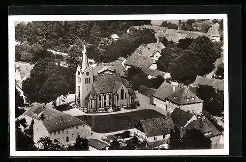 AK Hilter /Teutob. Wald, Evangelische Kirche vom Flugzeug aus