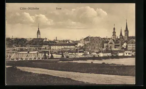 AK Köln-Mülheim, Totalansicht aus der Vogelschau