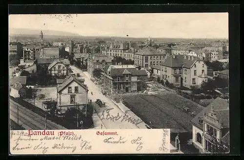 AK Landau (Pfalz), Gesamtansicht aus der Vogelschau