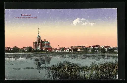 AK Stralsund, Blick auf die Nicolaikirche