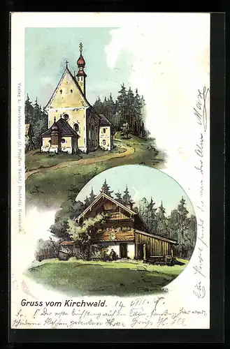Künstler-AK Kirchwald, Wallfahrtskirche und Einsiedelei