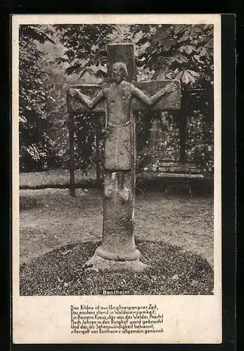 AK Bentheim, Steinernes Kreuz mit Spruch