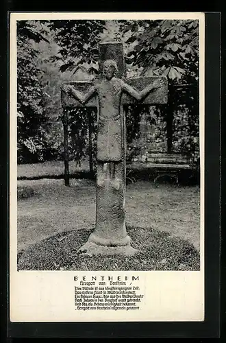 AK Bentheim, Steinernes Kreuz mit Spruch
