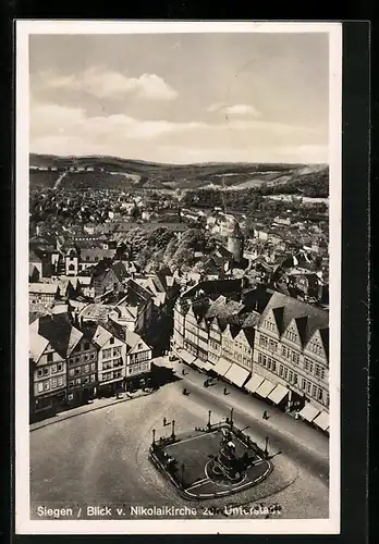 AK Siegen, Blick von der Nikolaikirche zur Unterstadt