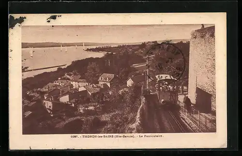 AK Thonon-Les-Bains, Le Funiculaire, Bergbahn & Ortsansicht