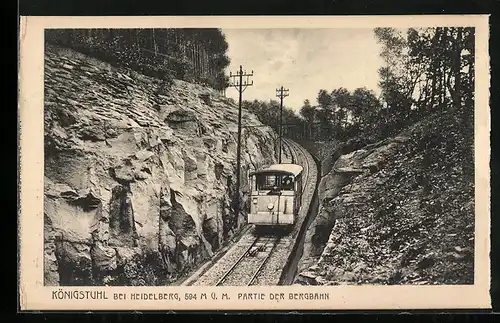 AK Königstuhl bei Heidelberg, Partie der Bergbahn