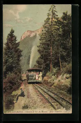 AK Aix-les-Bains, Chemin du Fer du Revard, Une Tranchee, Bergbahn