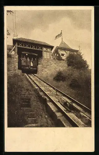AK Wildbad, Drahtseilbahn auf dem Sommerberg mit Restaurant Sommerberg, Bergbahn
